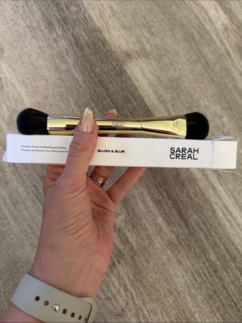 Sarah Creal Blush & Blur Dual-Ended Makeup Brush - Gold with Black Bristles $66